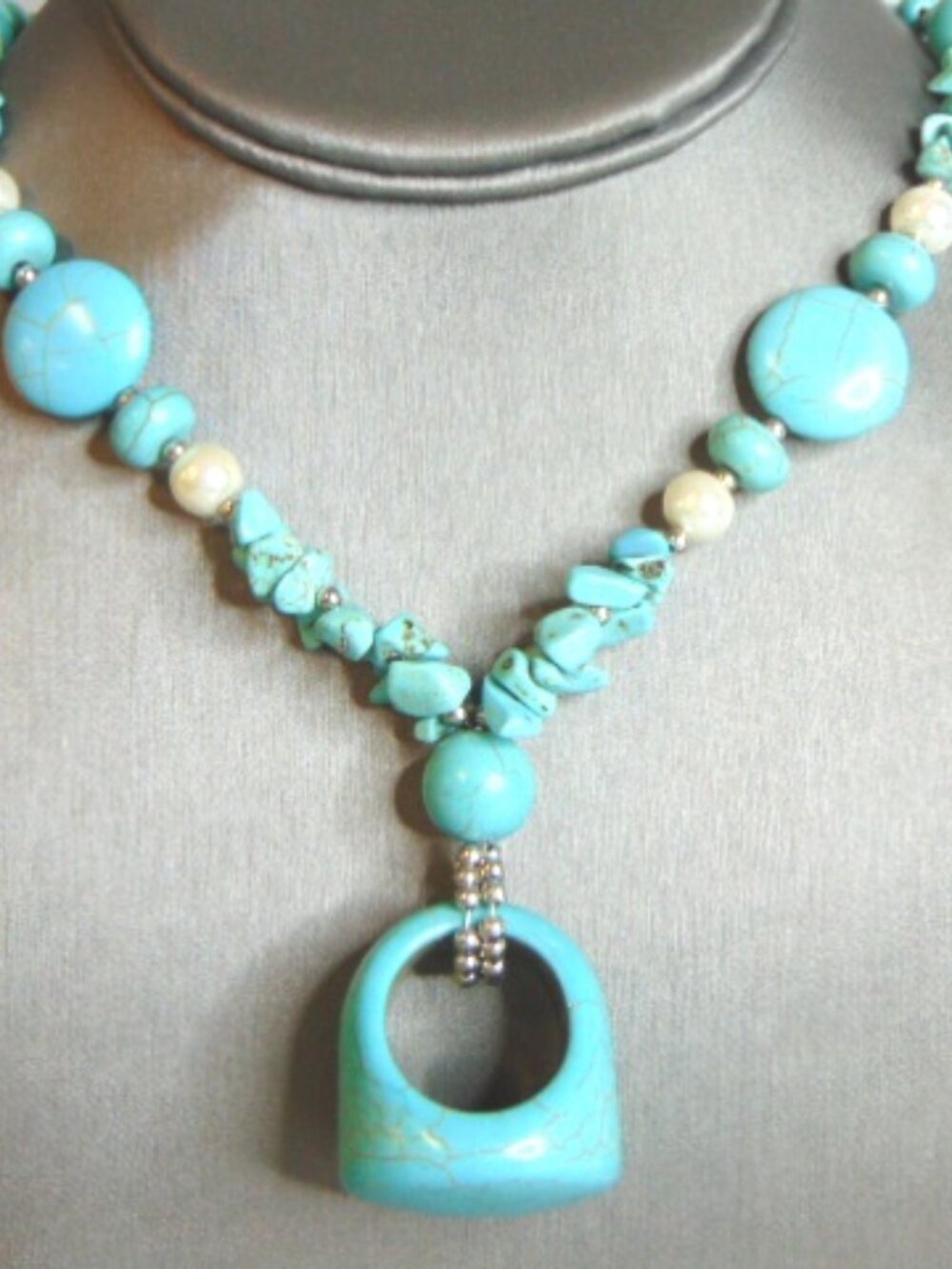Womens Vintage Estate Turquoise Southwestern Style Necklace 61.9g E661